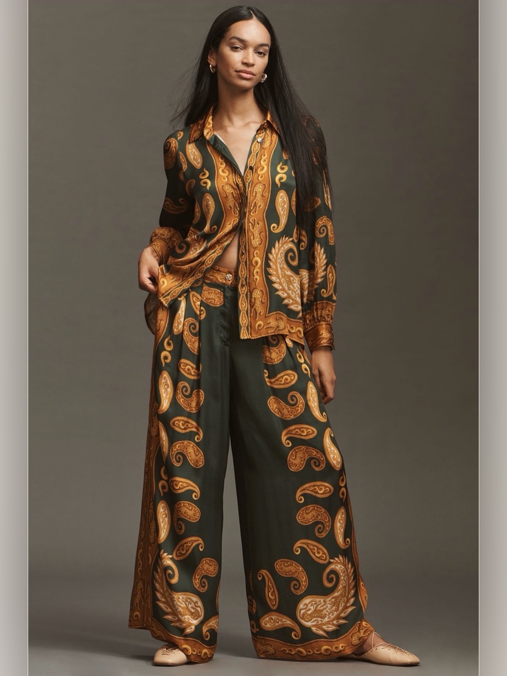 Farm Rio x Anthropologie Printed Wide-Leg Pants NWT